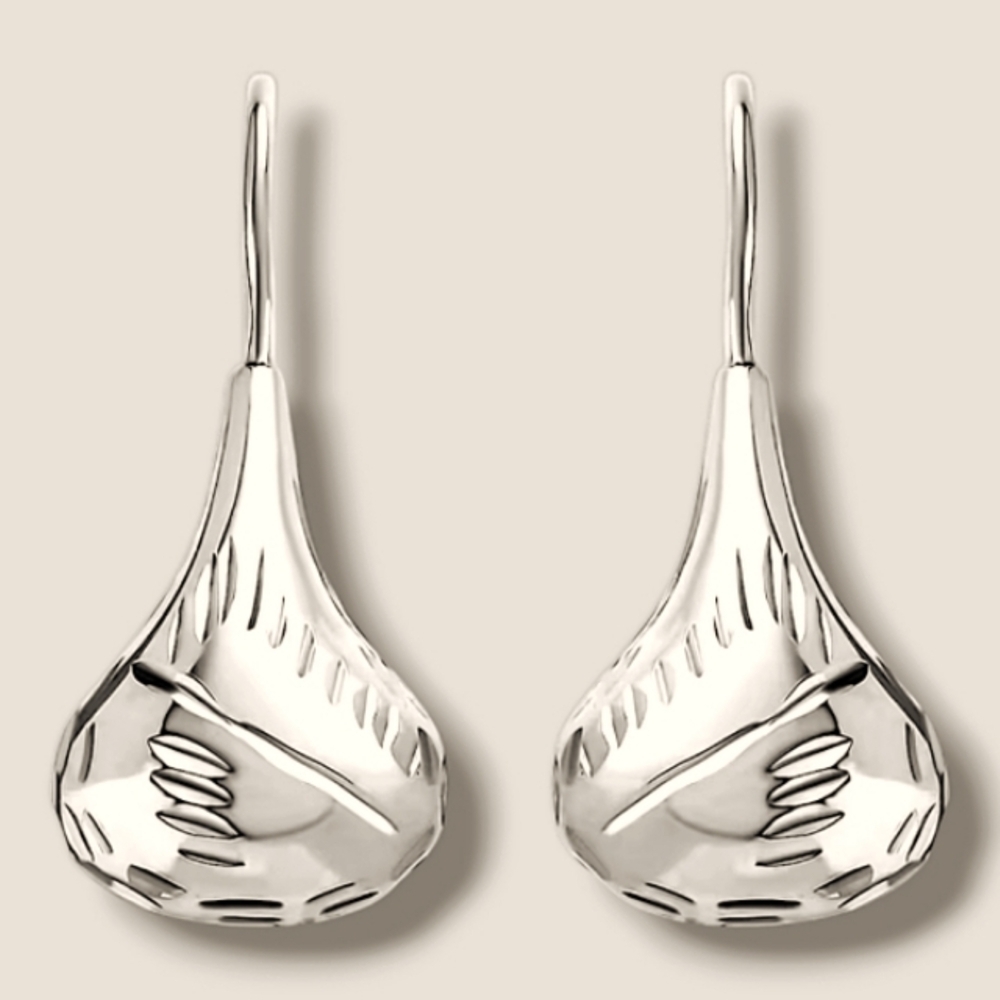 🔥Reduced! Organic Shape Teardrop Earrings in Sterling Silver 3.50 Grams